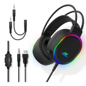 Ant Esports H1100 Pro RGB Wired Over Ear Gaming Headphones for PC PS4 PS5 Xbox One Switch1 with mic Black